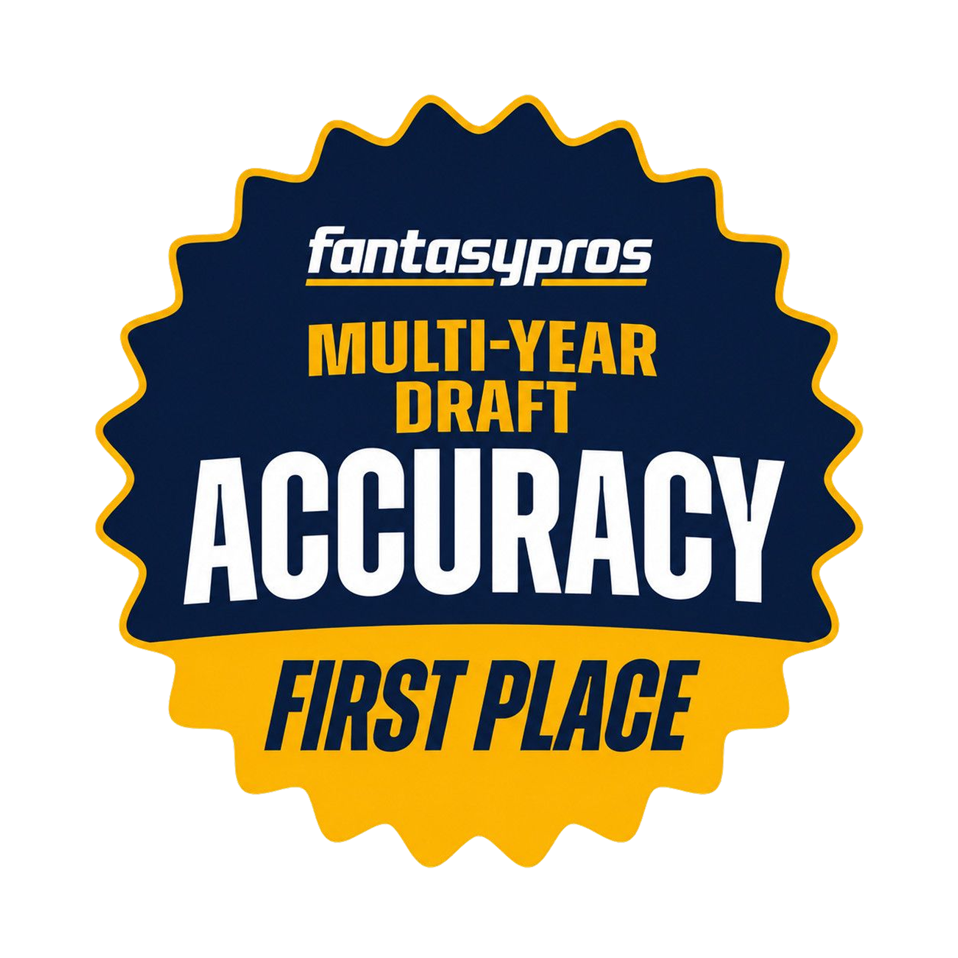 This badge is for first place in the FantasyPros Draft Accuracy competition. Kevin English of Draft Sharks won it as the most accurate fantasy football expert for 2024.
